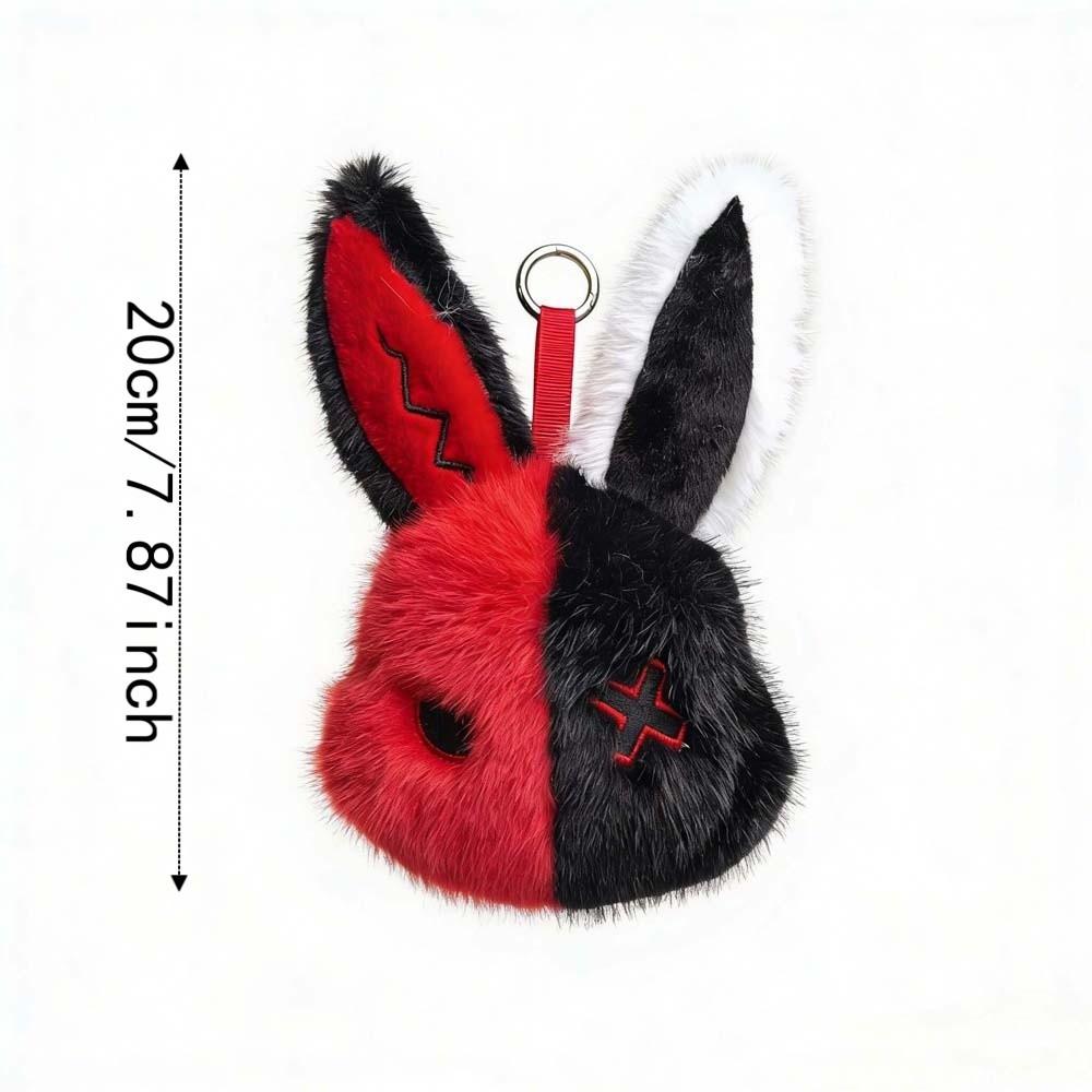 Fluffy Halloween Plushie Compact Stitched Bunny Bag Pendant Gothic Rabbit Key Organizer
