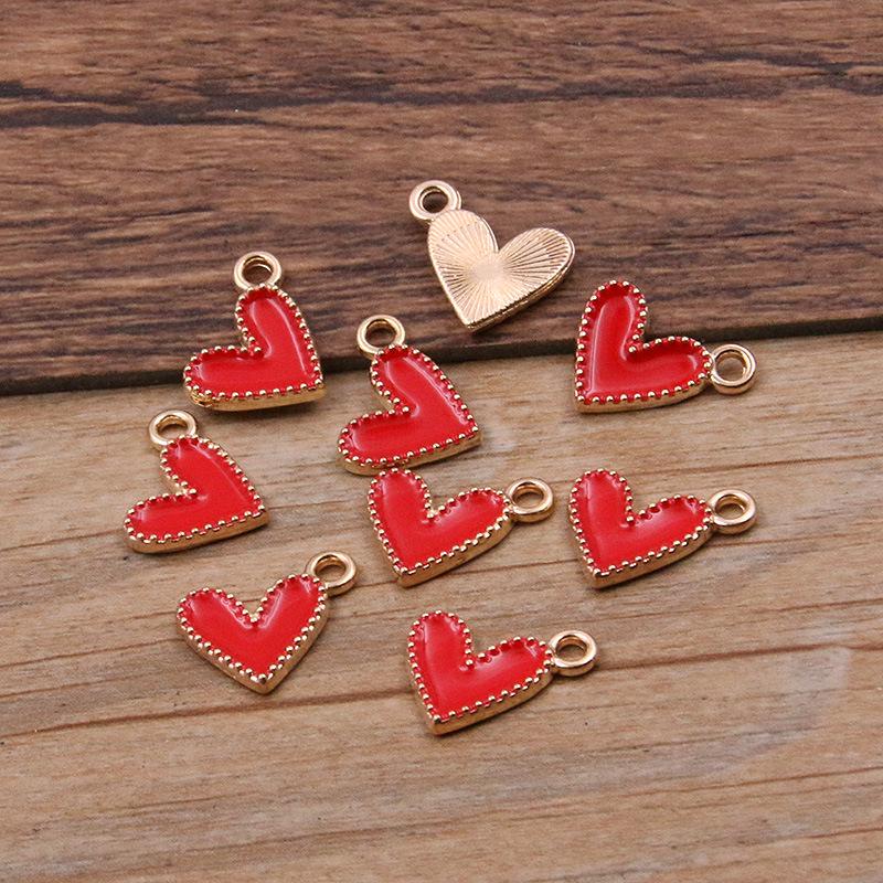 

Мини-подвеска-сердечко с эмалью, 10 цветов (13x13mm) - Шарм KC Gold для украшений, сумок и нейл-арта красный