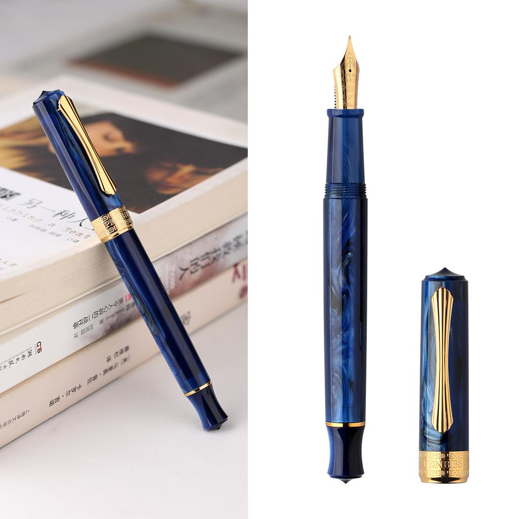 PENBBS 470 Vacuum Filling Fountain Pen Blade/Round Nib Pen Large Capacity Transparent Acrylic Business Writing Gift Pen