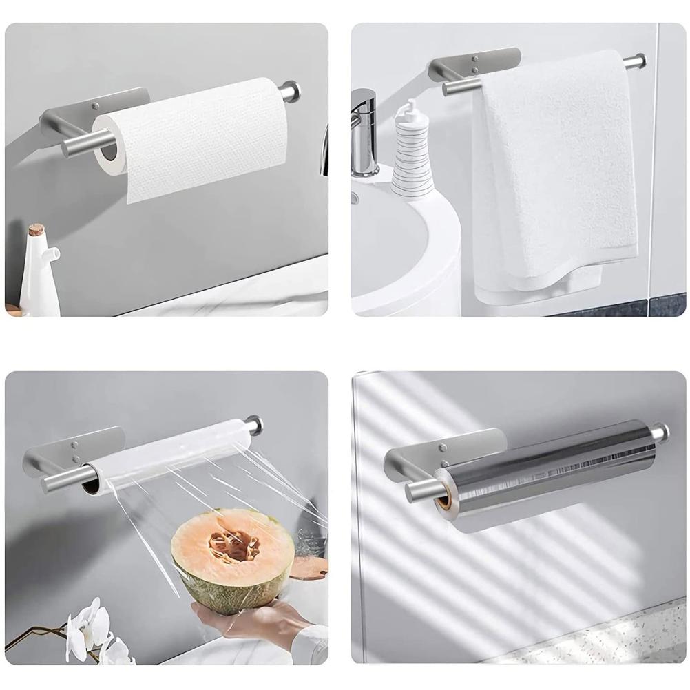 Paper Towel Holders Wall Mount Under Cabinet Self Adhesive Drilling Stainless Steel Paper Towel Rolls Holder for