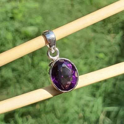 Amethyst Gemstone Pendant, Solid 925 Sterling Silver Pendant, Pendant Necklace, Birthstone Gift, Reiki Pendant, Handmade Jewelry