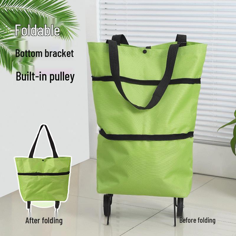 

Telescopic Hand-Pulled Folding Trolley for Grocery Shopping with Wheels зелений