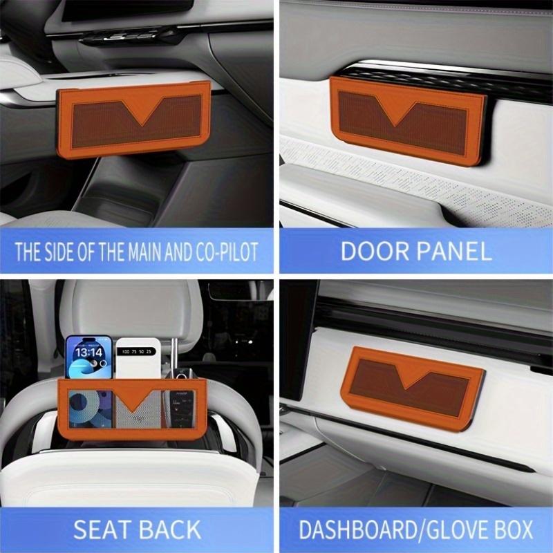 1Pc Pu Leather Material Car Storage, Multifunctional Car Organizer Bag, Trash Can, Mobile Phone Holder, Designed For Central Con