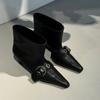 Fashion Pointed Toe Low Heel Women Chelsea Boots Ladies Elegant Belt Buckle Mordern Short Booties