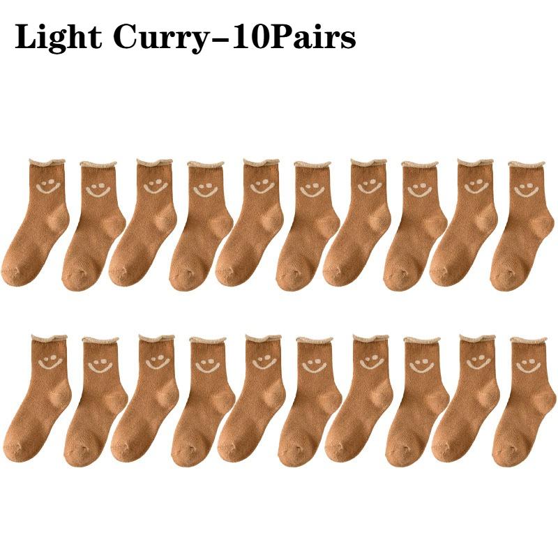 1-10Pair Smiley Face Snow Socks Thick Terry Loop Mid Calf for Winter Sports Home Comfort Moisture Wicking Warm Socks