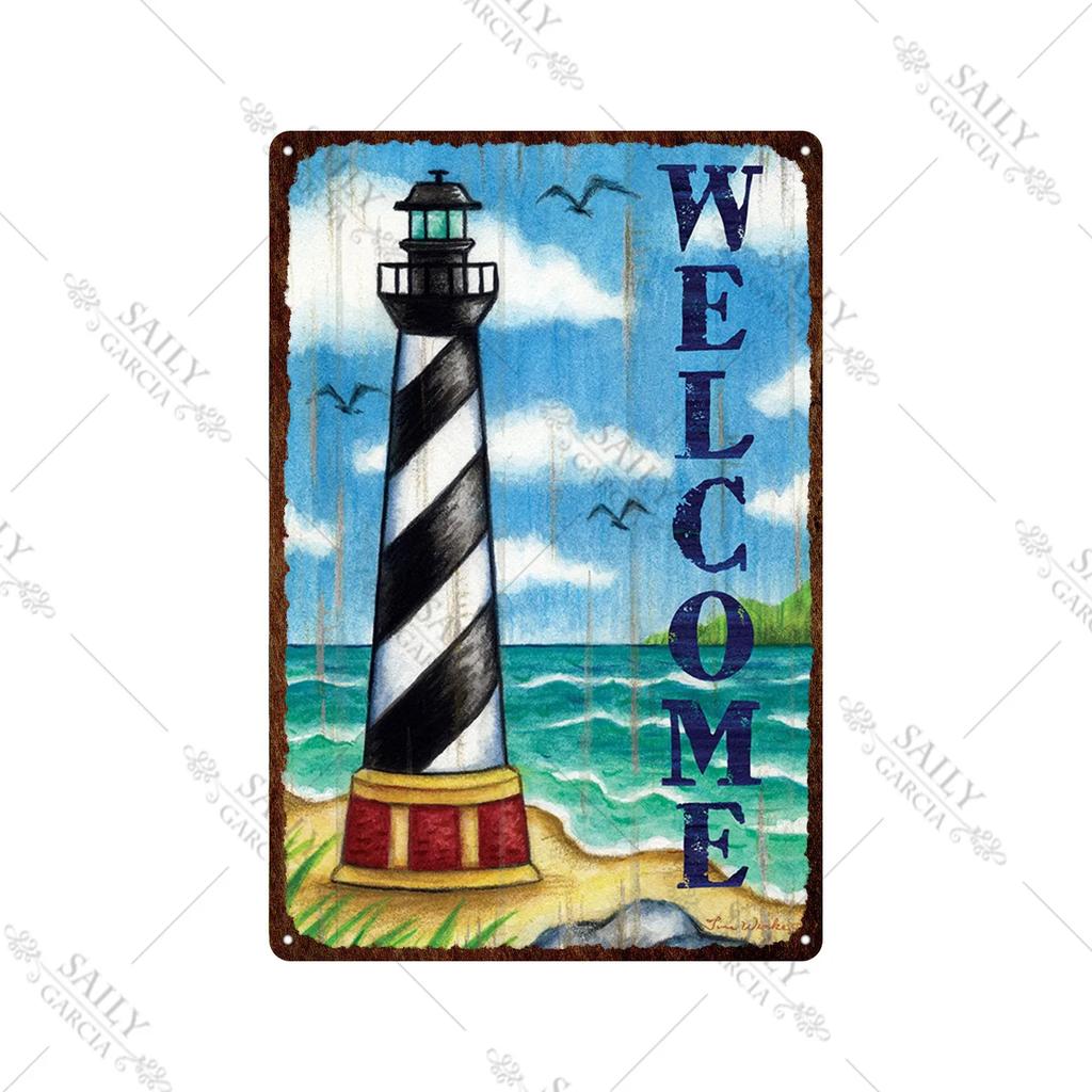Welcome Home Vintage Metal Tin Sign Garden Wall Decor Metal Poster Sweet Home Tin Sign Family Farm Beach Hut Metal Plates Pla
