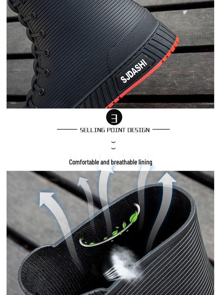 2023 Men's Fashion Short Rain Boots: Waterproof, Non-slip Rubber Shoes for Couples