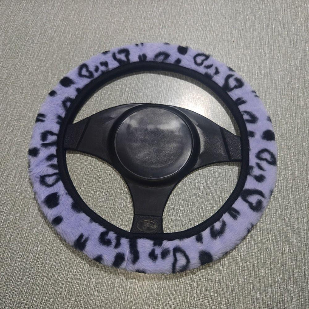Warm&Cozy Car Steer Wheel Protector Leopard Heart Print Winter Teering Wheel Cover  Women Men