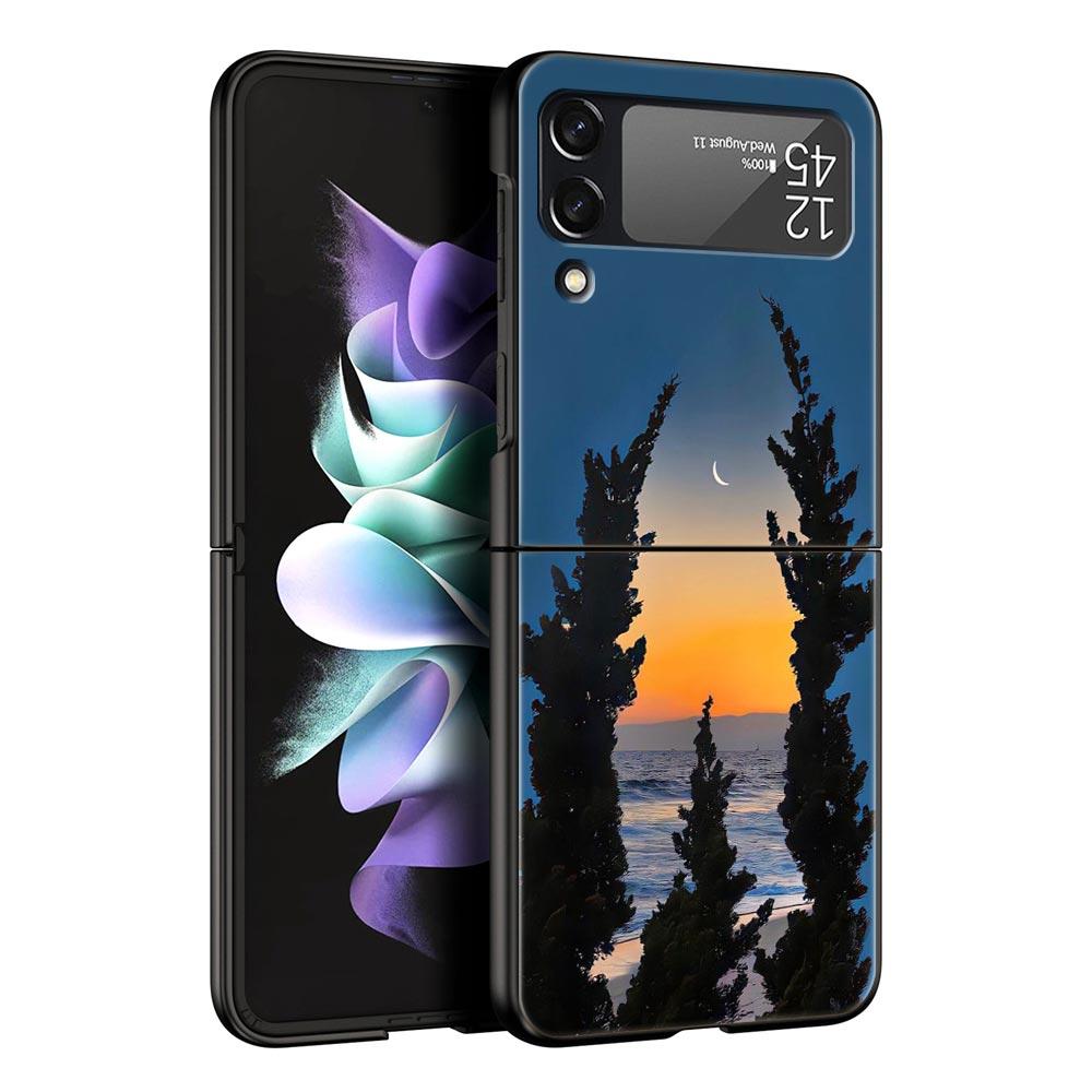 cute art pretty indie hot pink Phone Case For Samsung Galaxy Z Flip3 Flip4 Flip5 PC Shell For Z Flip 3 4 5 Hard Folding Cover