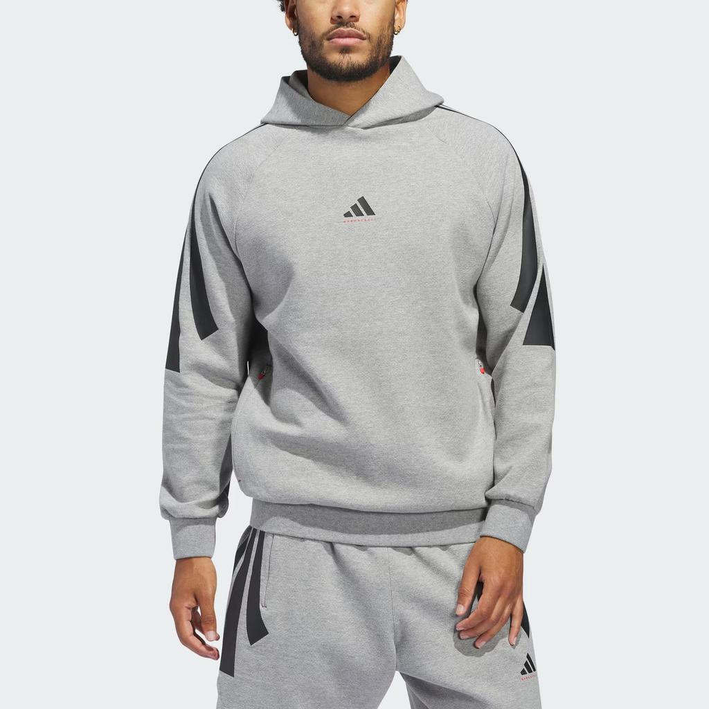 adidas Basketball Spacer Hoodie Unisex Medium Grey Heather JD7466