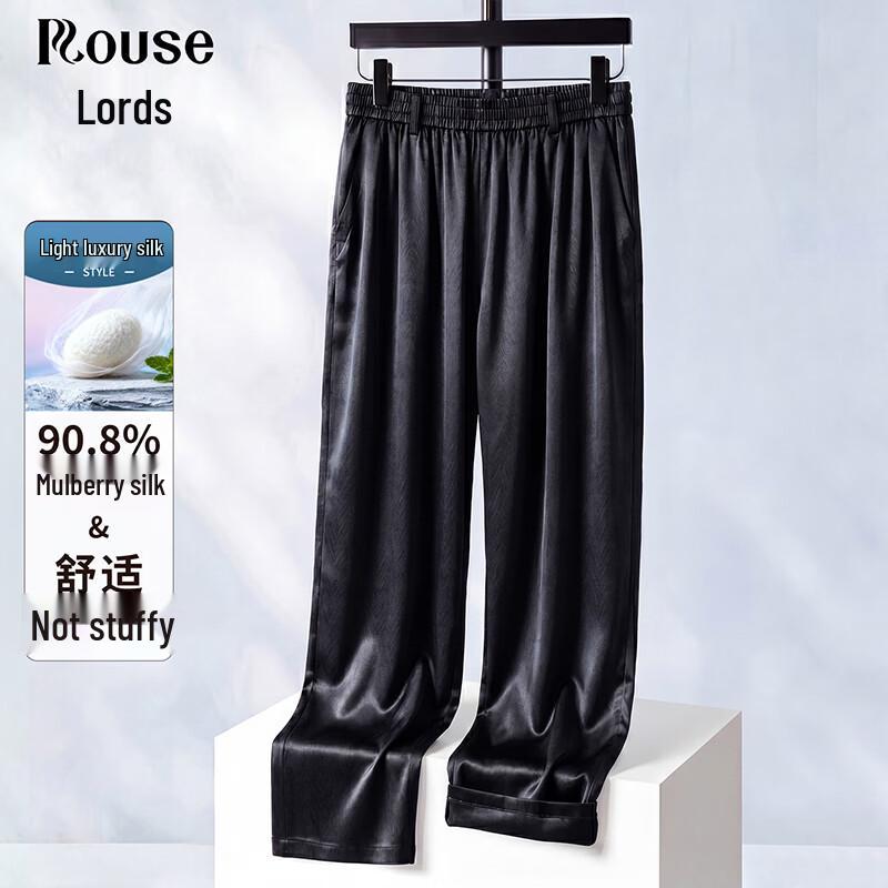 Luozi Men s Mulberry Silk Blend Straight-Leg Pants 180