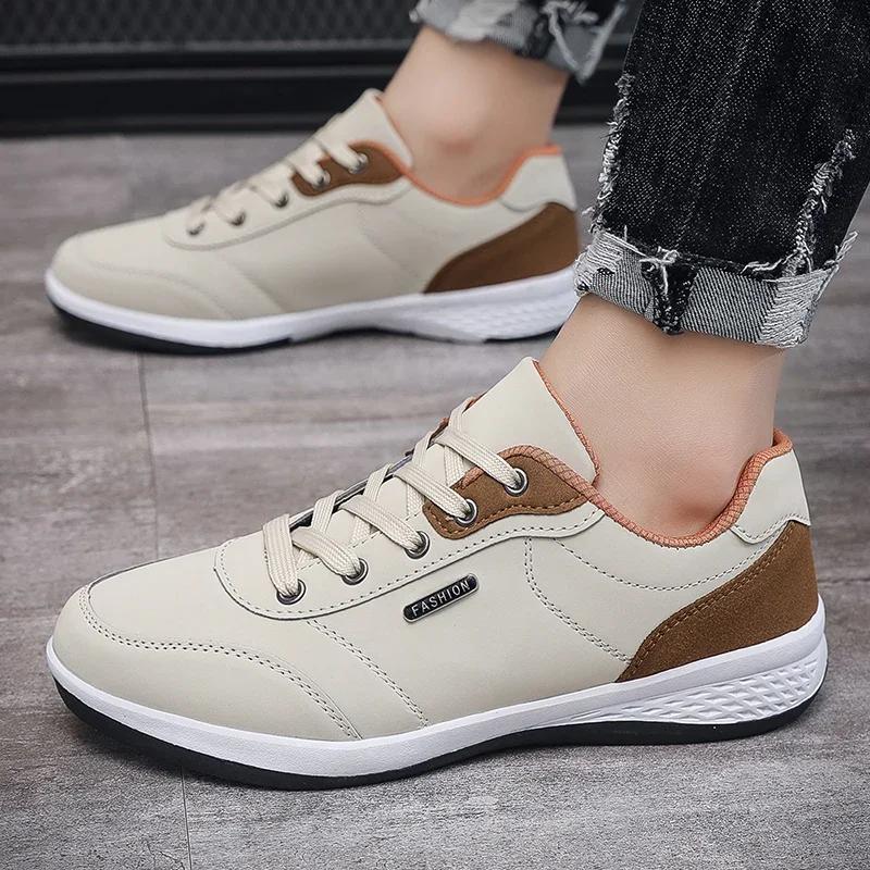 New Men Shoes Spring Autumn Waterproof Walking Sneakers Leisure Male Leather Sports Shoes Non-Slip Footwear Tennis for Men