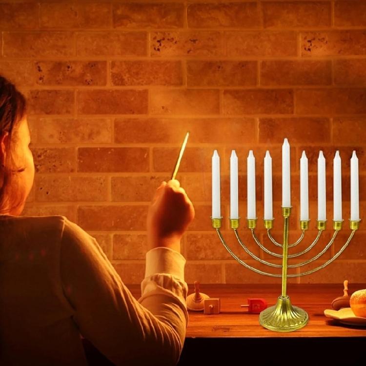 Portacandele Menorah Hanukkah Classico Tradizionale Portacandele in Metallo Ebraico Candelabro Multi-Braccia Dorato Decorazione