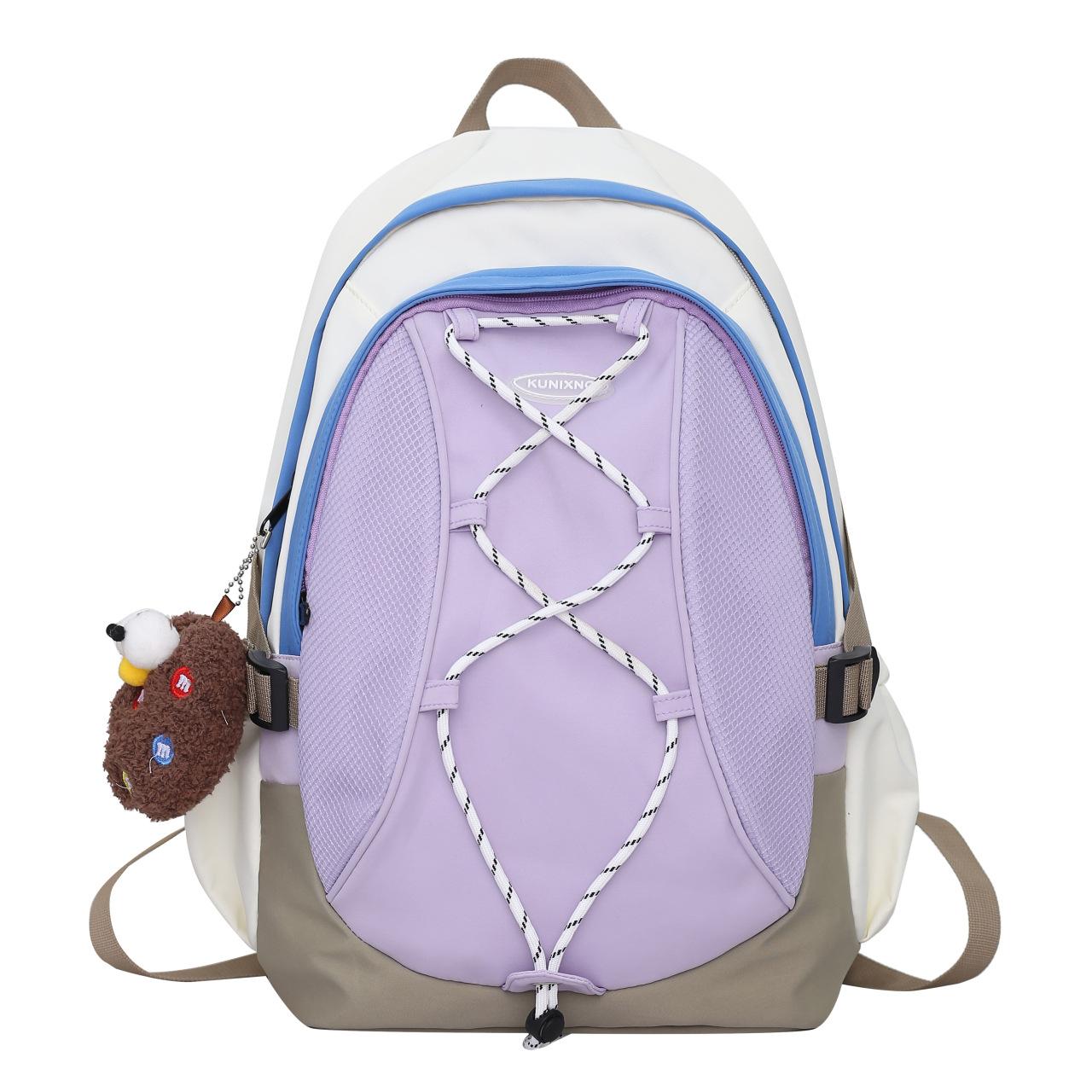 

Новый нейлоновый простой женский рюкзак для студенток, школьный рюкзак для студентов, легкий рюкзак большой вместимости для колледжа фиолетовый