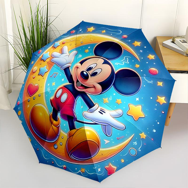 

Mickey Mouse Themed Automatic Opening and Closing Umbrella, Brightly Colored 8-rib Portable Umbrella, Suitable for Men and Women, A Perfect Gift for C