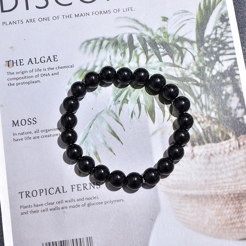 8mm Black Onyx Bead Necklace 10mm Bracelet Set Men and Women Beaded Choker Long Necklace Jewelry