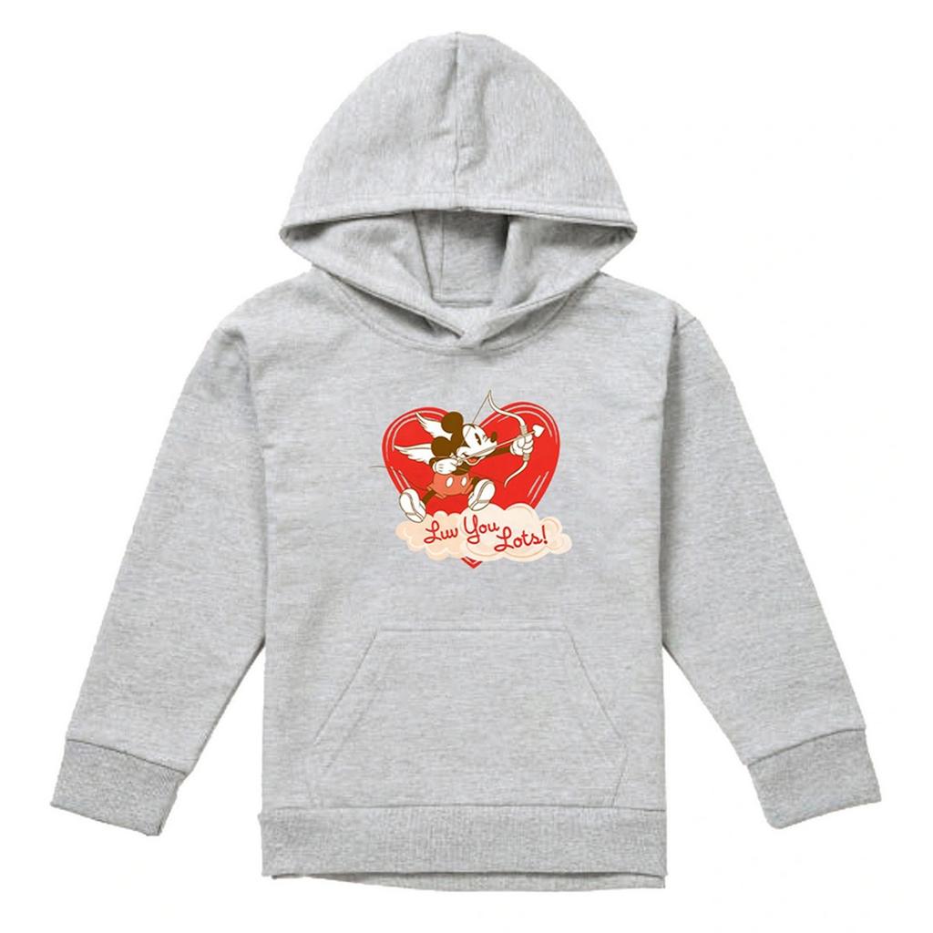 Disney Childrens/Kids Luv You Lots! Mickey Mouse Vintage Heather Valentine`s Day Hoodie