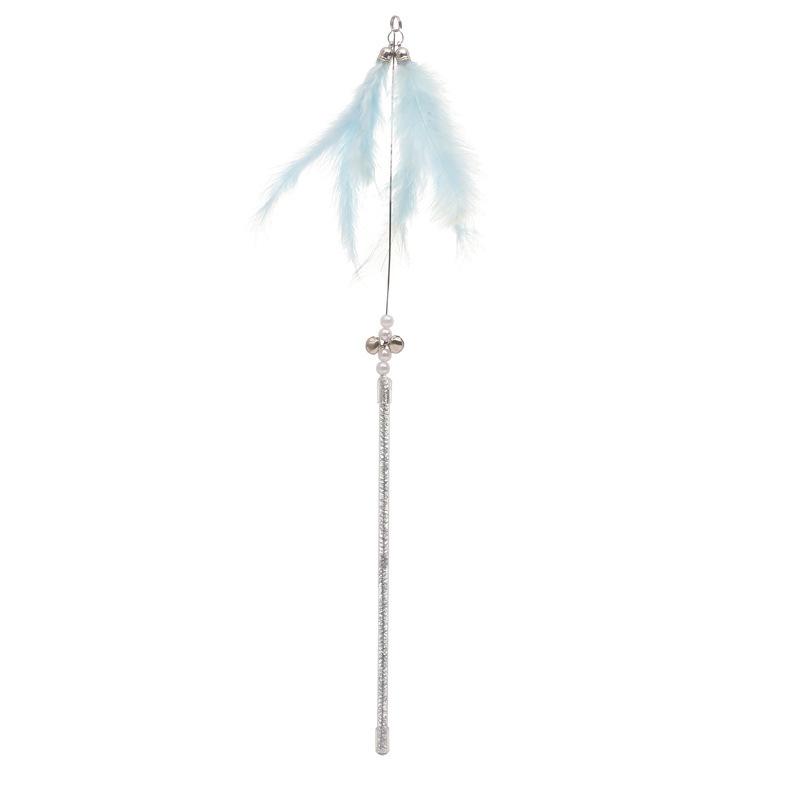 Simulation Feather Interactive Cat Toy Satin Ribbon Bell Cat Stick Toys Kitten Playing Teaser Wand Supplies Accessories