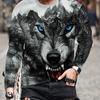 Men's T Shirt  3D Printed Wolf Pattern Tops Casual Comfortable Long Sleeve T Shirt Men's and Women's Fashion Summer T Shirt