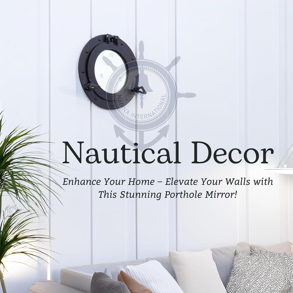 Nagina International 14" Nautical Ship Porthole Mirror with Iron Antique Finish QH5-ESX-IJS