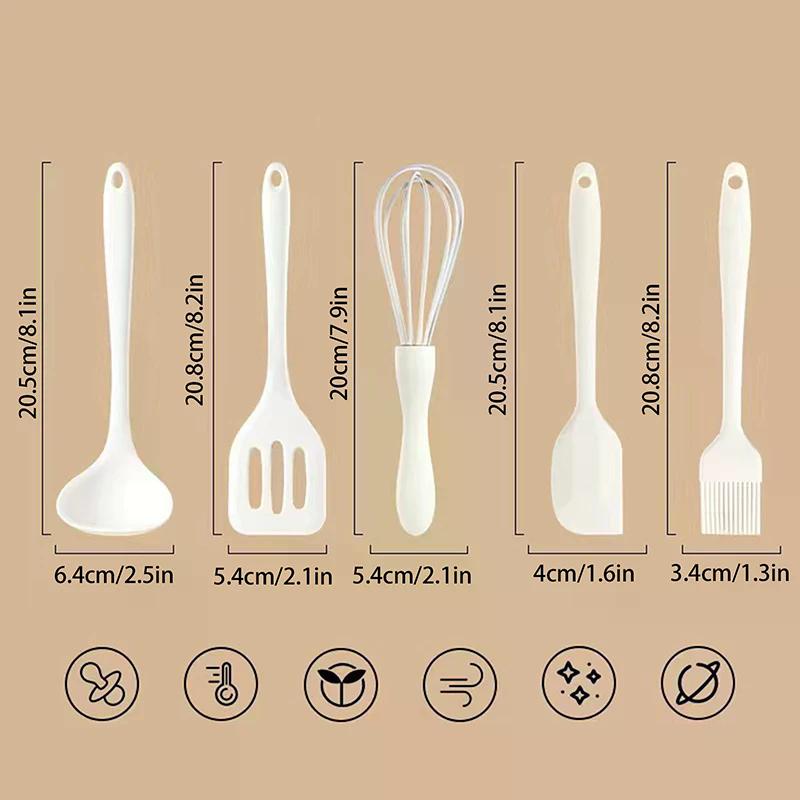 3/4/5 Pcs Silicone Baking Set Cake Cream Spatula Scraper Kitchen Household Egg Whisk Barbecue Oil Brush Gadget Kitchen Supplies