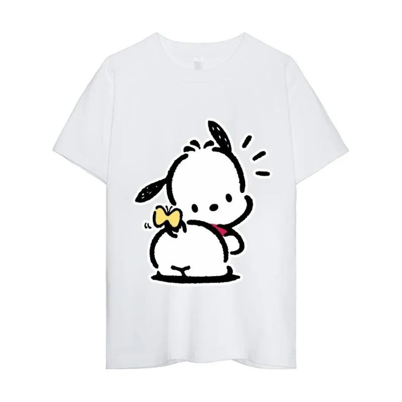 MINISO Sanrio Pochacco T Shirt Women Couple Combination Clothes Short Sleeve Collar Fashion Man Cotton