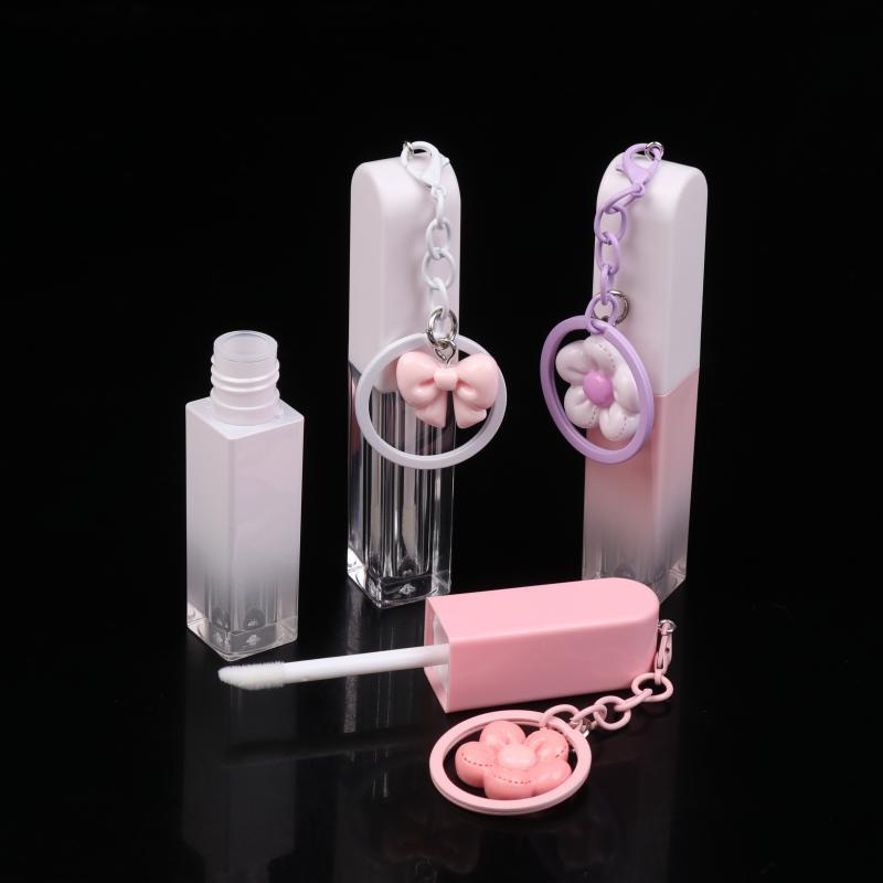 Lippengloss-Flasche mit Schlüsselanhänger, Farbverlauf, Leere Lippenstift-Gloss-Hülse, Nachfüllbarer Flüssigkeitsbehälter, Flasche, Lippenstift-Probenflasche