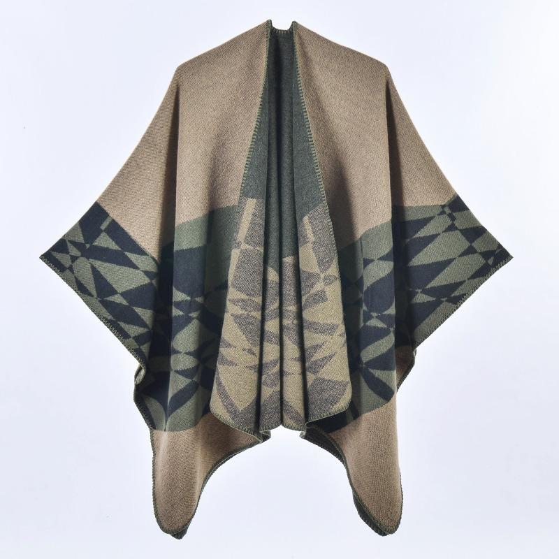 Neuer Herbst- und Winter-Damen-Schal geometrisches Muster Imitation Kaschmir Verdickt Warm Geteilter Umhang Schal E-Commerce-Großhandel