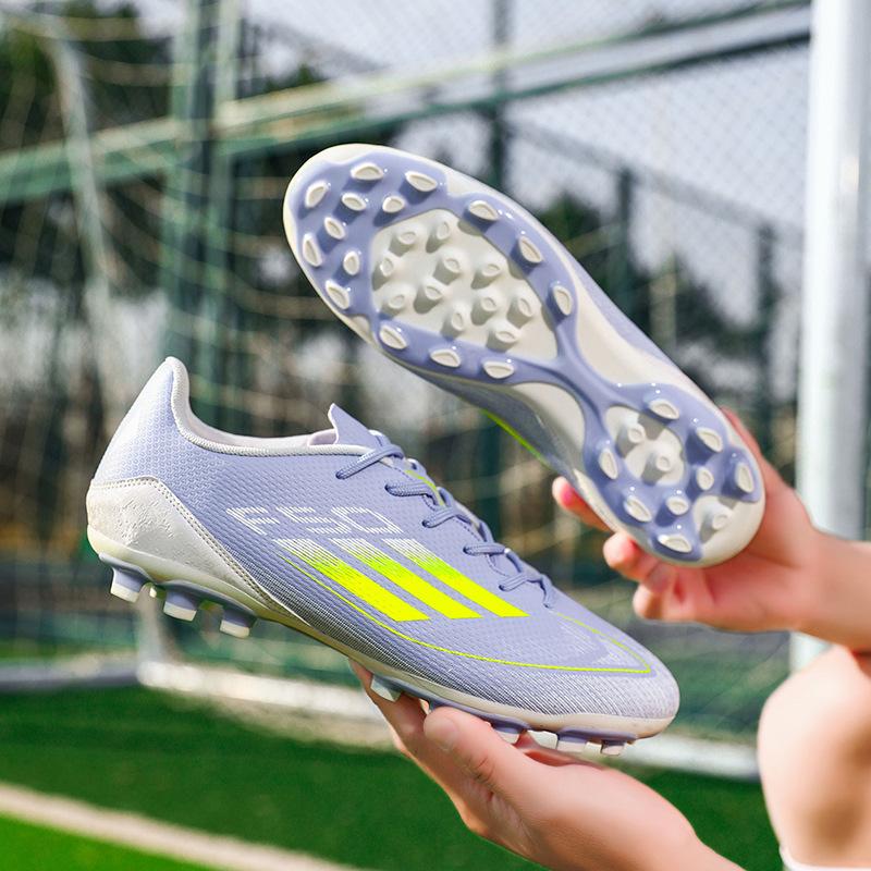 Children's Football Shoes Boys and Girls Primary School Students TF Broken Nails Leather Surface Rotating Buckle Competition Training Shoes One Piece