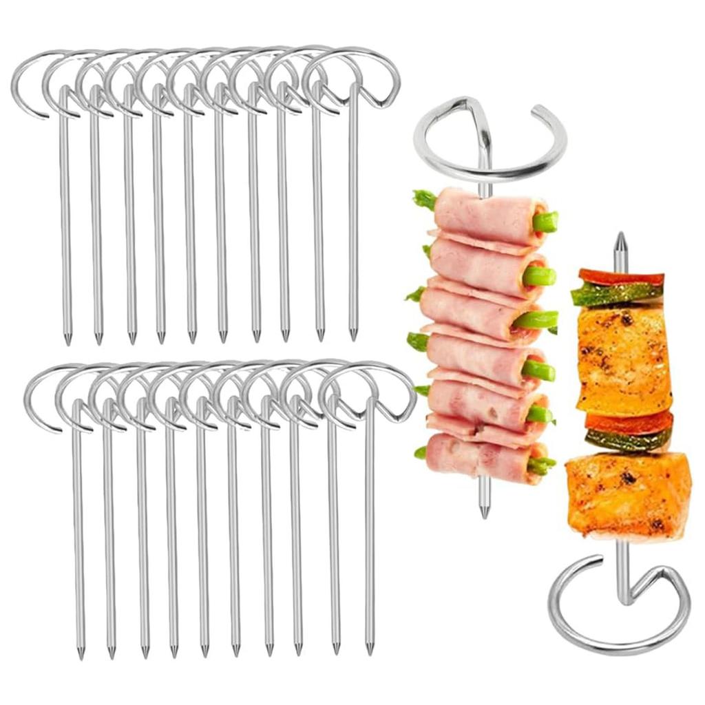 Balení 30 nerezových grilovacích špízů, žáruvzdorné, víceúčelové grilovací nářadí pro použití v troubě a horkovzdušných fritézách