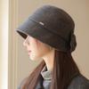 Hat Autumn Women's Retro Bow Fashion Bucket Hat Warm Woolen Basin Hat