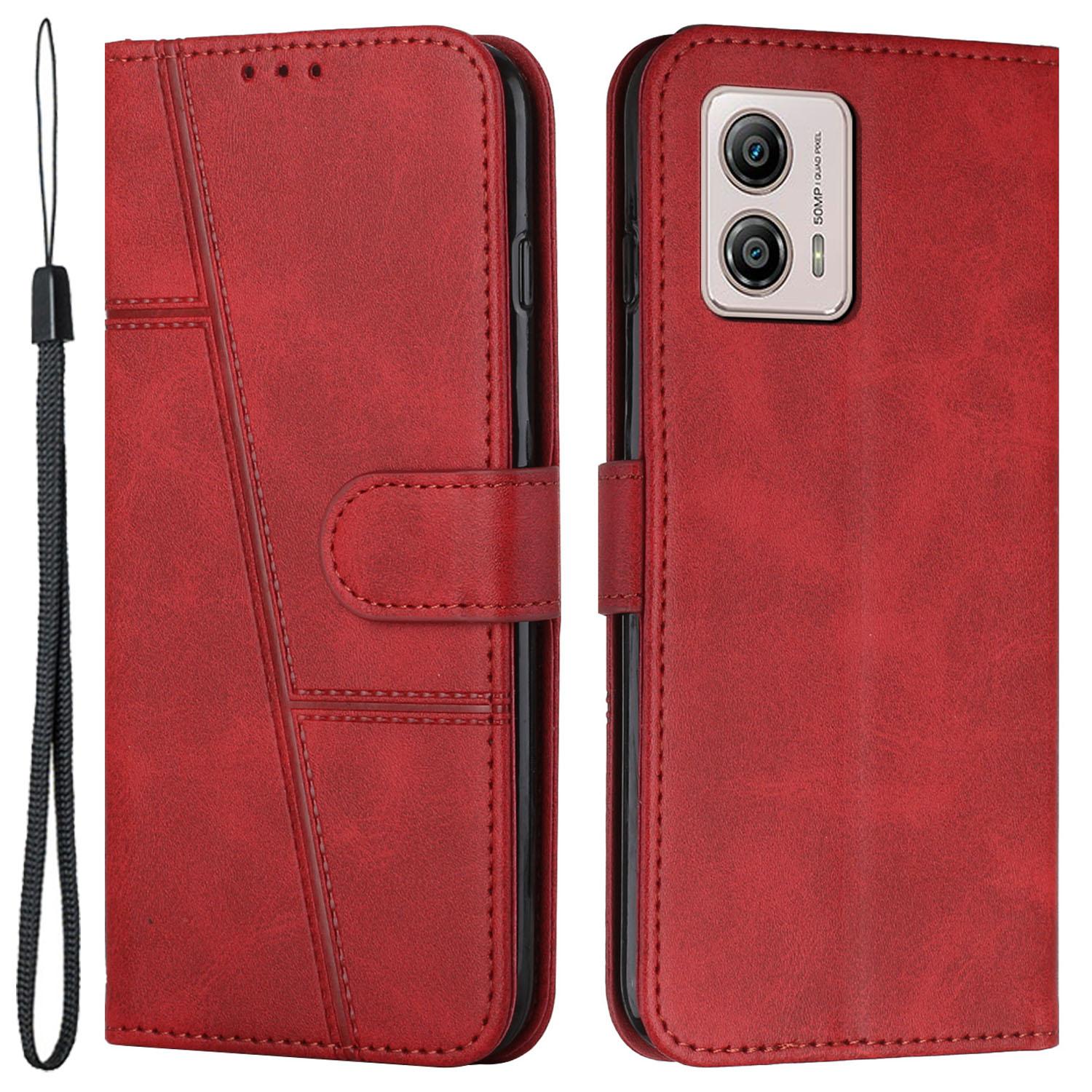 

For Motorola Moto G73 5G Leather Phone Case Wallet Phone Stand Cover Red