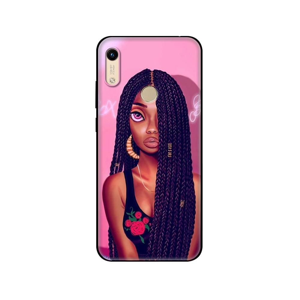 Black tpu Case For Huawei Honor 8a Prime 8s Prime 9 Lite honor 9A 9C 9X Premium 9x Pro 9S  African Beauty Afro Puffs Black Girl