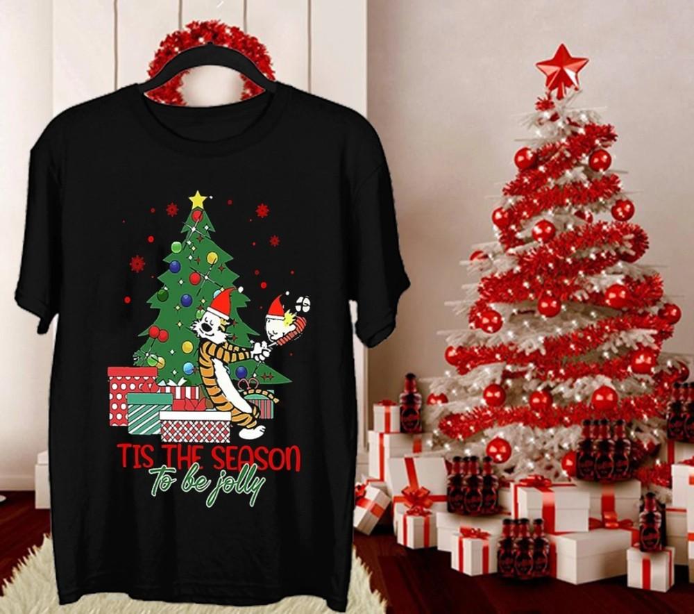 Calvin And Hobbes Tis The Season To Be Jolly Christmas T SHIRT S5XL KK2244 Unisex T-Shirt XXXL