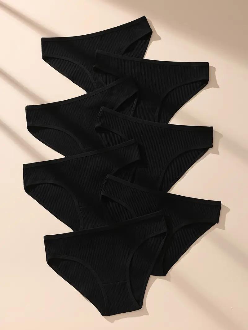 

7 шт. женские трусики полосатые брифы сексуальные женские с низкой посадкой дышащий хлопок женское мягкое нижнее белье однотонные женские трусы L разноцветный