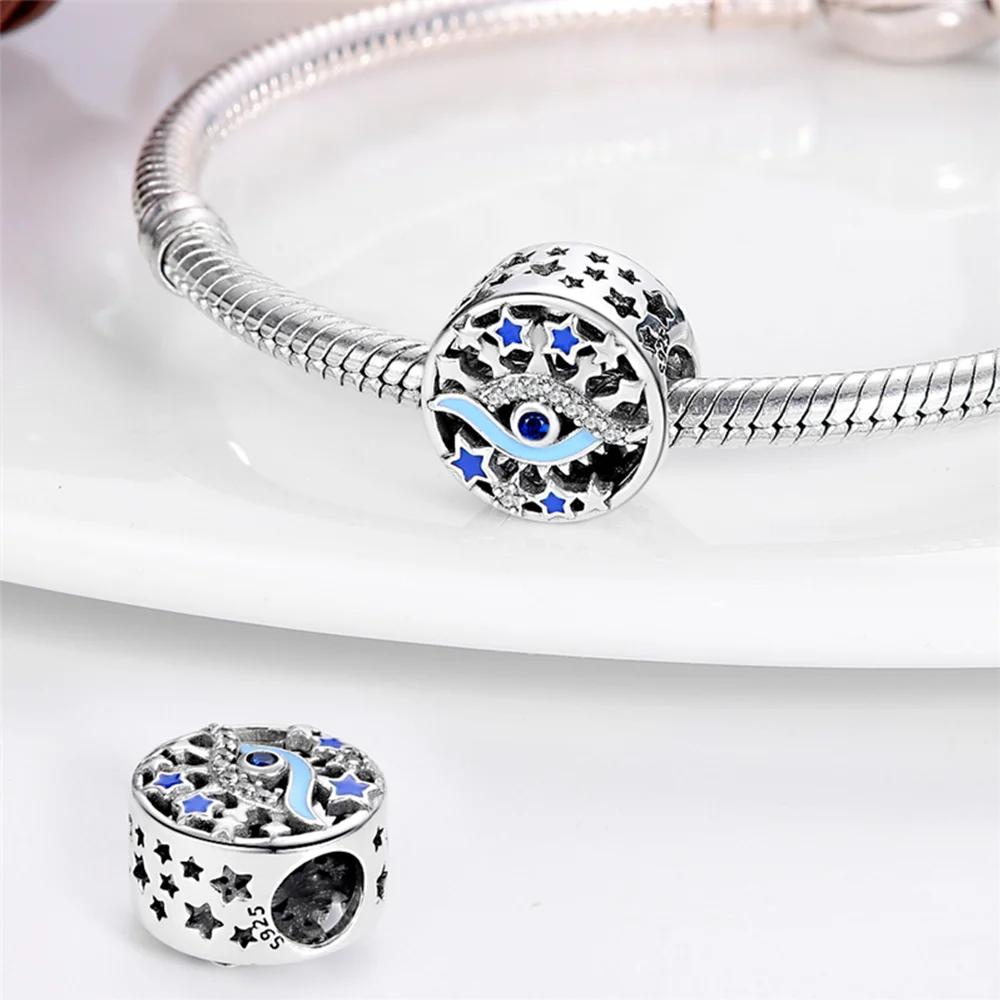 Charm Bead Charms Plata Originales Blue Devil Eyes Bead Charms for Charm Bead Charms copper Bracelets Bead Charms Jewellery Making Womens Gift