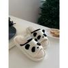 Panda Linen Slippers For Women Man Four Seasons Indoor Anti Slip Soft Sole Cute Stillness Floor Slipper For Couple