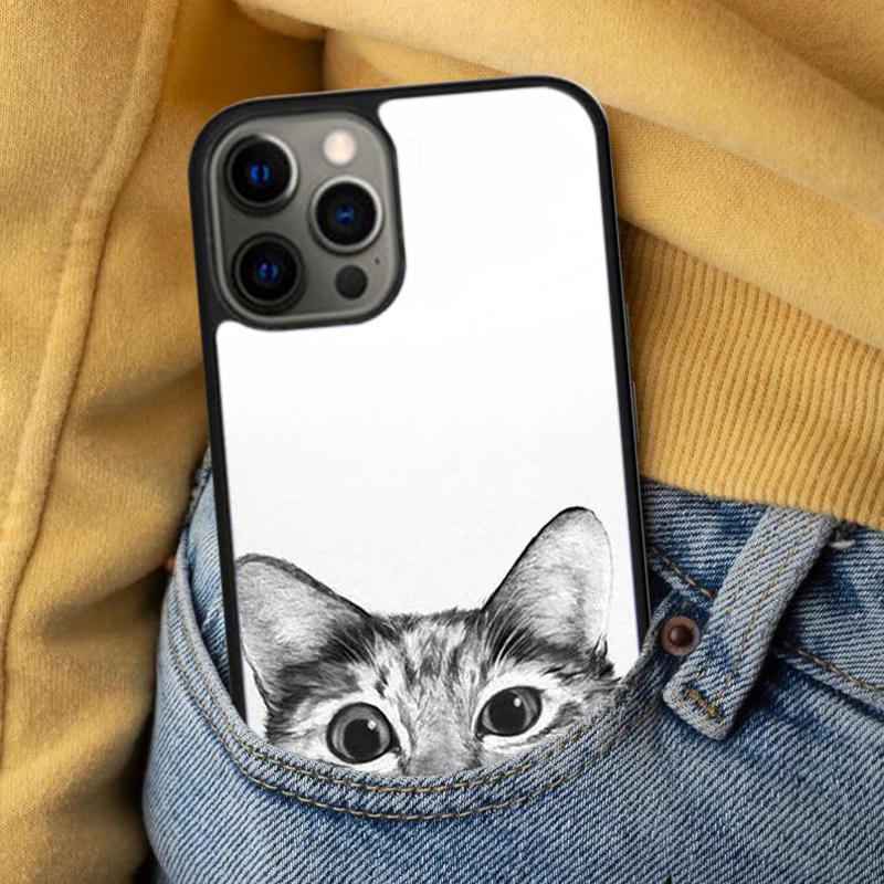 Funny Sneaky Cat Soft Phone Case for iPhone 17 Air 16e Pro max 15 Pro 13 14 Plus 11 12 MagSafe Magnetic Coque