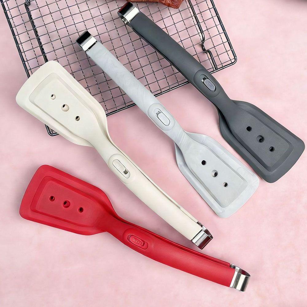 Heat Resistant Egg Flipper Spatula Silicone Fried Steak Clamp Spatulas Bread Clip  Barbecue Use