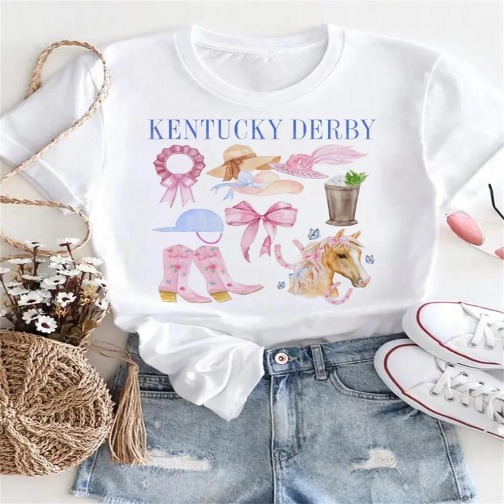 Cute Women's Fashionable Printed T-Shirt Top Watercolor Casual Short Sleeved Clothing Kawaii Sweet Cartoon Pattern Women's T-Shi
