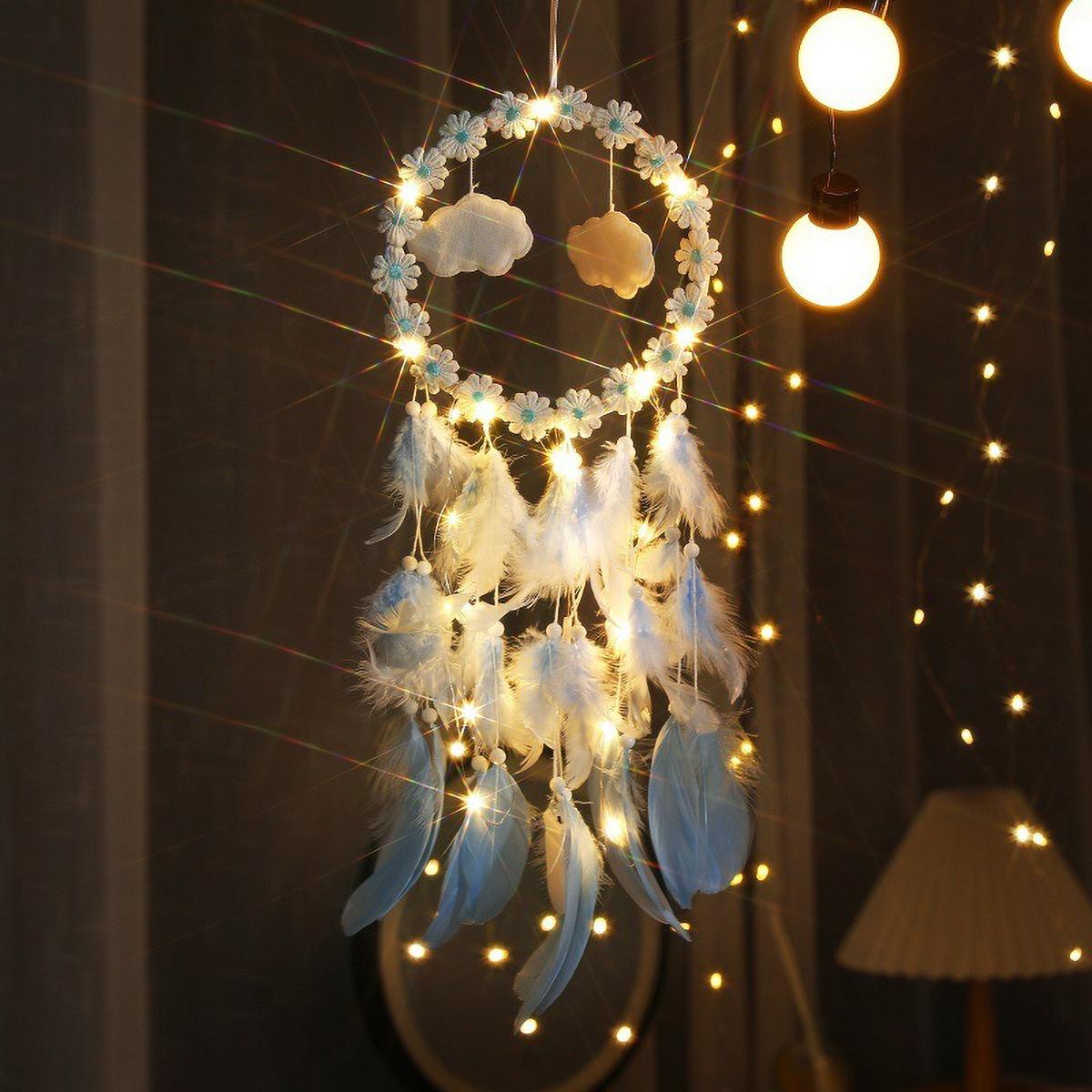 

Modern Dreamcatcher with Daisies - Simple Hanging Decor, Fresh Scandinavian Home Accent