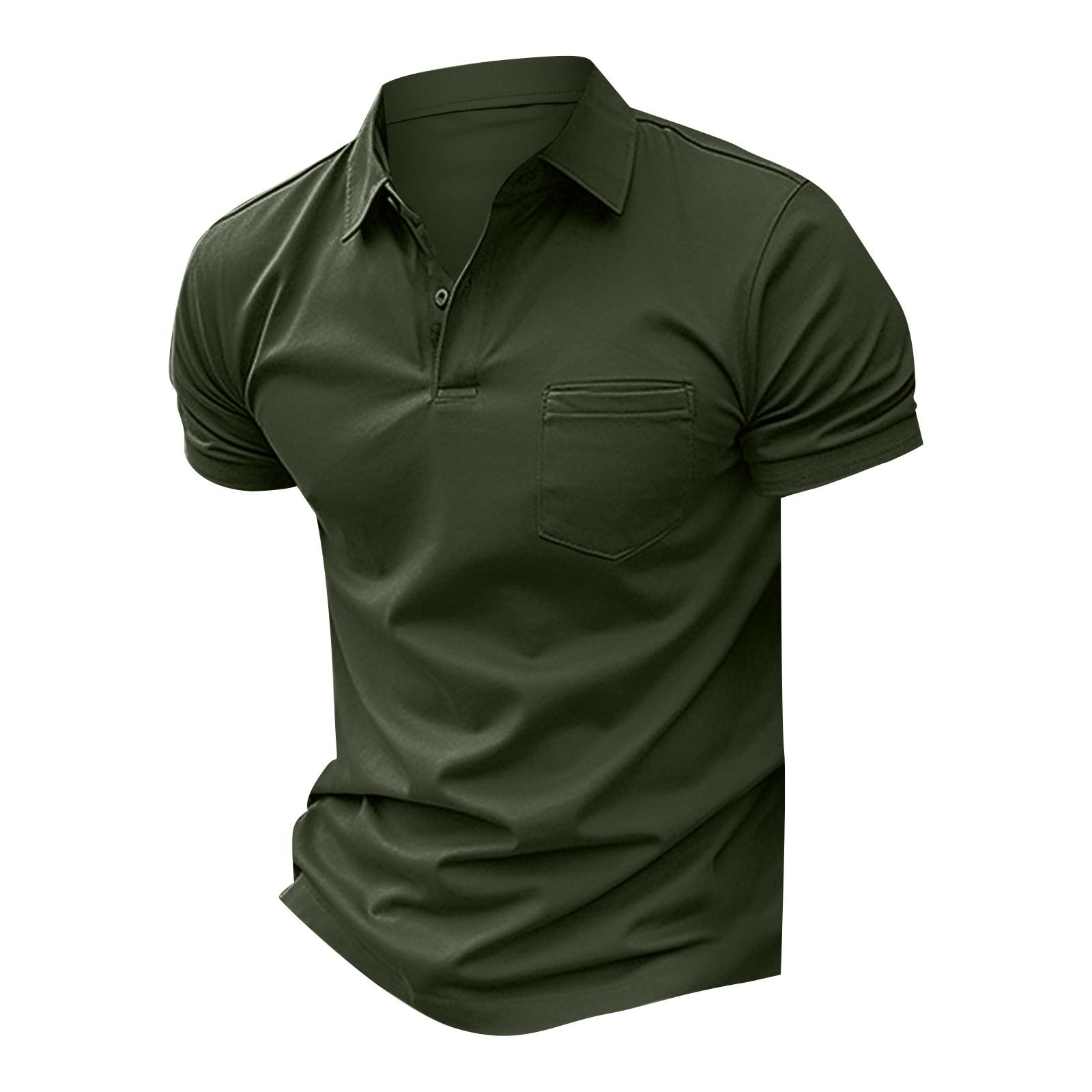 

Мужская повседневная рубашка с нагрудным карманом, мужская спортивная рубашка L армия зеленый