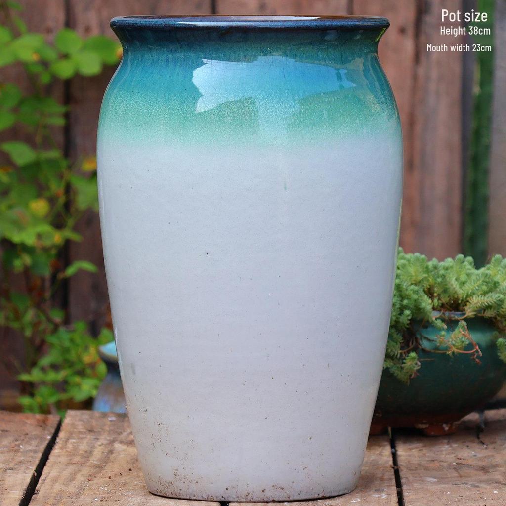 Large Handmade Ceramic Pottery Planter for Courtyard Landscaping - Ideal for Tall Orchids and Bougainvillea