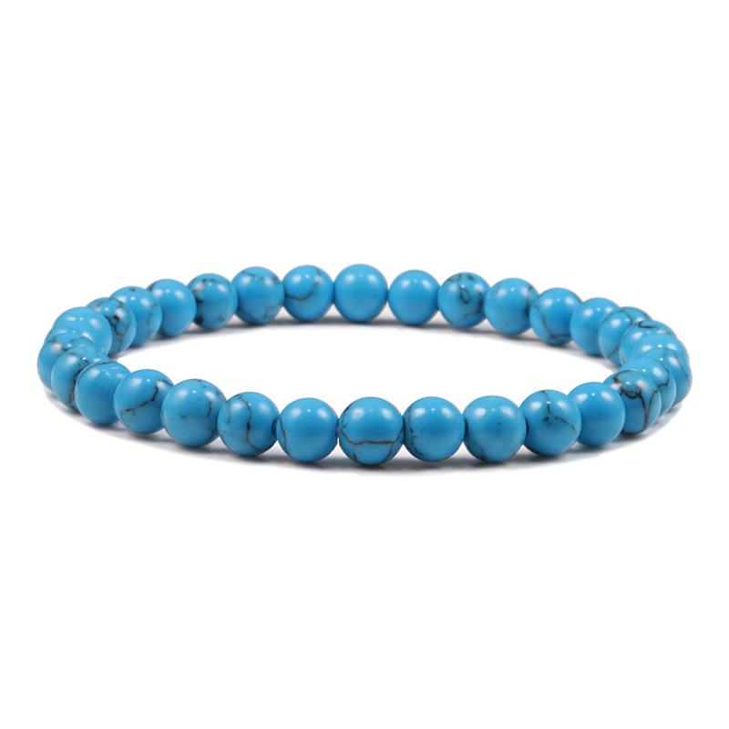 Vibrant Ethnic Style Turquoise and Porcelain Beaded Elastic Bracelet