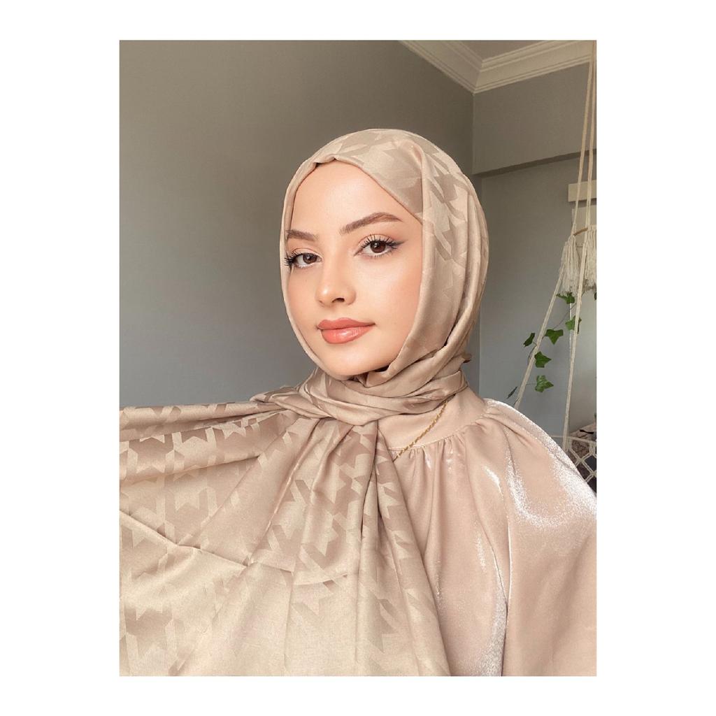 Houndsfoot Patterned Silky Jacquard Shawl