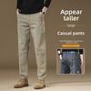 Men's Khaki Stretch Casual Pants - 2024 Spring/Autumn High-End Cotton Loose-Fit Overalls.