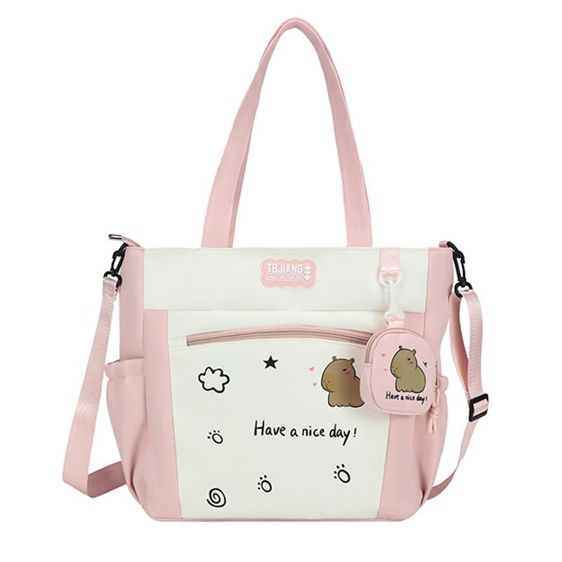 

Женская сумка с рисунком из мультфильма, сумка-книжка, студенческая сумка через плечо, большая вместимость, сумка через плечо розовый