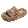 Internet celebrities thick-soled teddy curled wool shoes women's shoes wear new autumn and winter plush one-word cotton slippers
