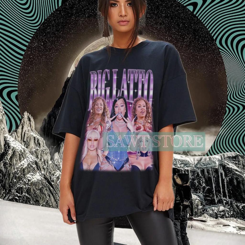 Vintage Big Latto T Shirt Energy Rapper Retro 90s Hip Hop Rap Casual For Music Fans Vintage Washed Versatile Graphic