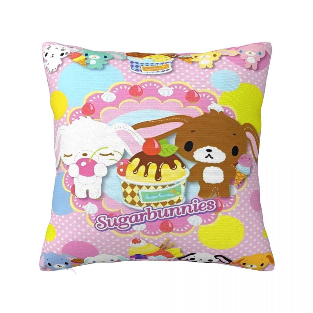 Sugarbunnies Anime Kuddfodral Polyester Dekorativ Kudde Söt Tecknad Rolig Kuddfodral